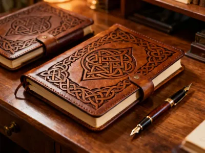 Custom laser engraved leather journals