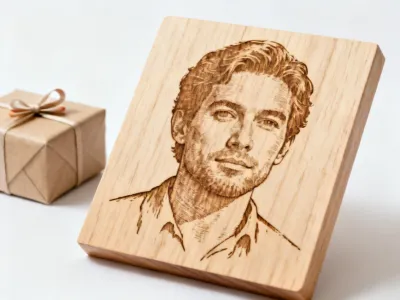 Photo engraving on wood plaque