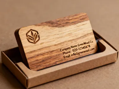 Laser engraved wooden business cards